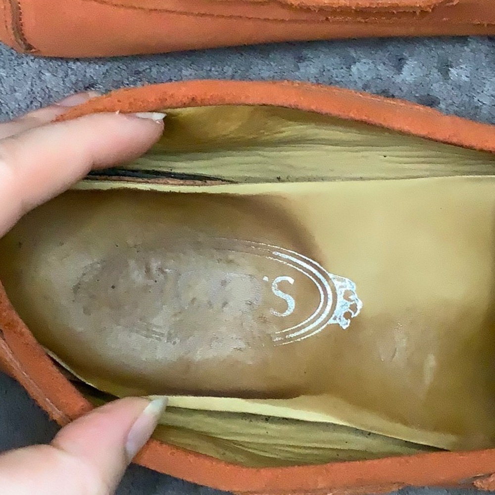 TOD'S Moccasin Suede Driving Loafers Burnt Orange Size 37 - Picture 10 of 14